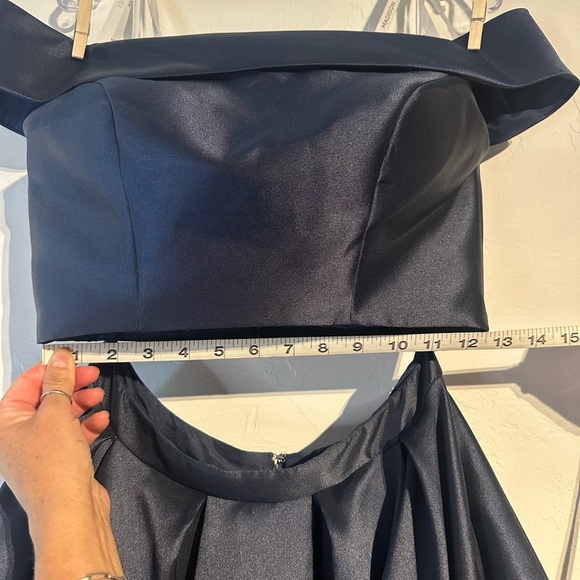 Madison James Navy Two-Piece Prom Dress - Picture 3 of 10